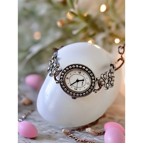 Brighton ALAMEDA Silver Oval Face TAOS Link Band Watch New Battery Works - Picture 2 of 7